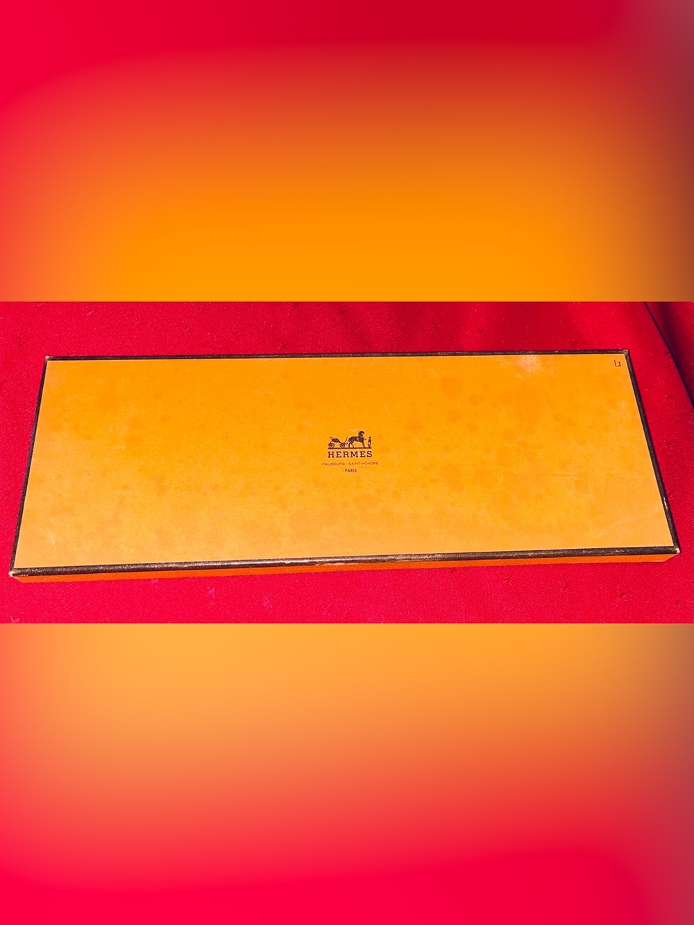 Hermes gift box Orange Silk scarf or tie storage